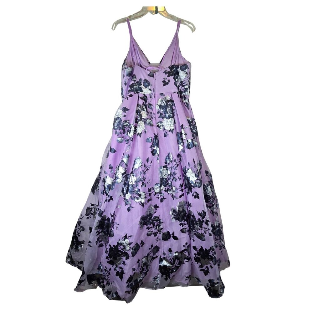Crystal Doll Lilac Metallic Floral BIG SKIRT POCKETS Prom Ball Dress, Sz 13 - Picture 5 of 10